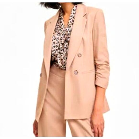 Bar III Women's Faux Double-Breasted Blazer Jacket in Barley Field Brown